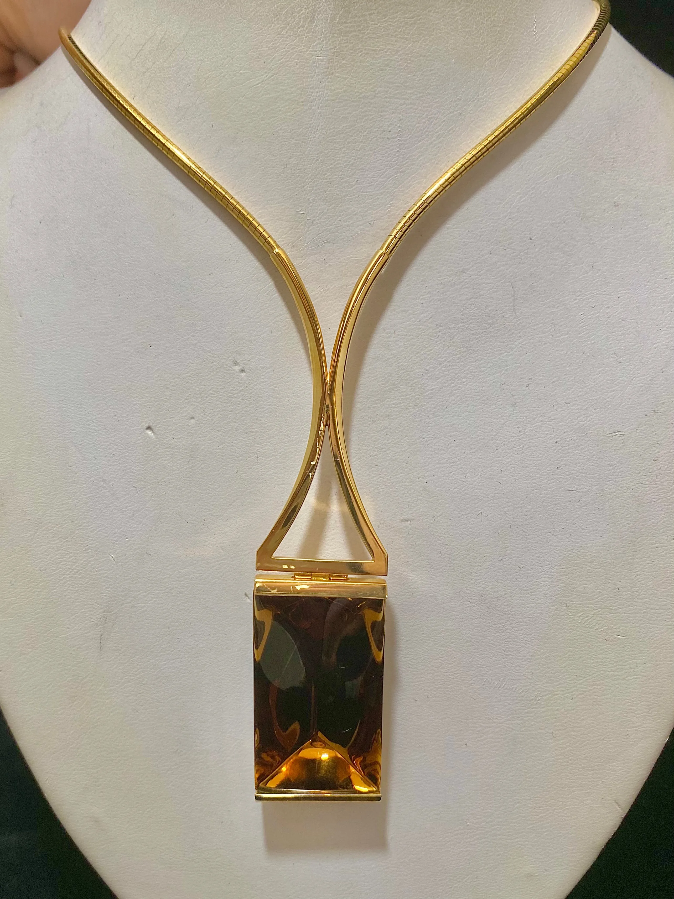 BACCARAT 18K Yellow Gold with Brown Mordore Lead Crystal Necklace - $20K Appraisal Value w/CoA}