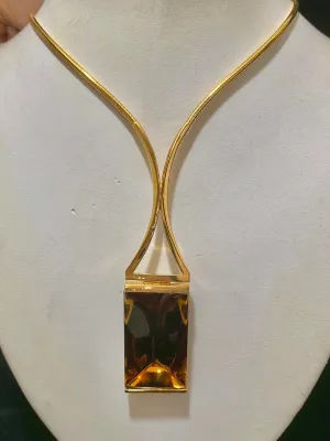 BACCARAT 18K Yellow Gold with Brown Mordore Lead Crystal Necklace - $20K Appraisal Value w/CoA}