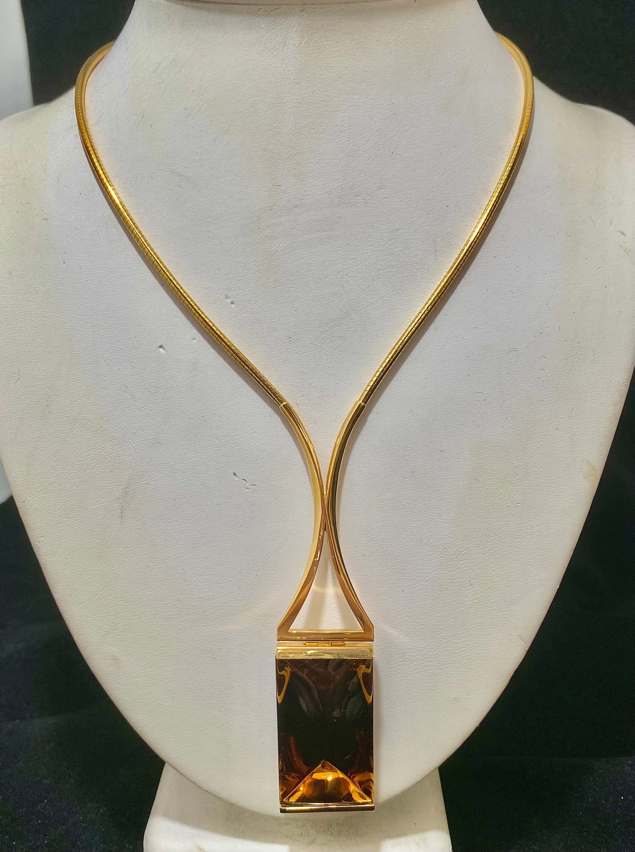 BACCARAT 18K Yellow Gold with Brown Mordore Lead Crystal Necklace - $20K Appraisal Value w/CoA}
