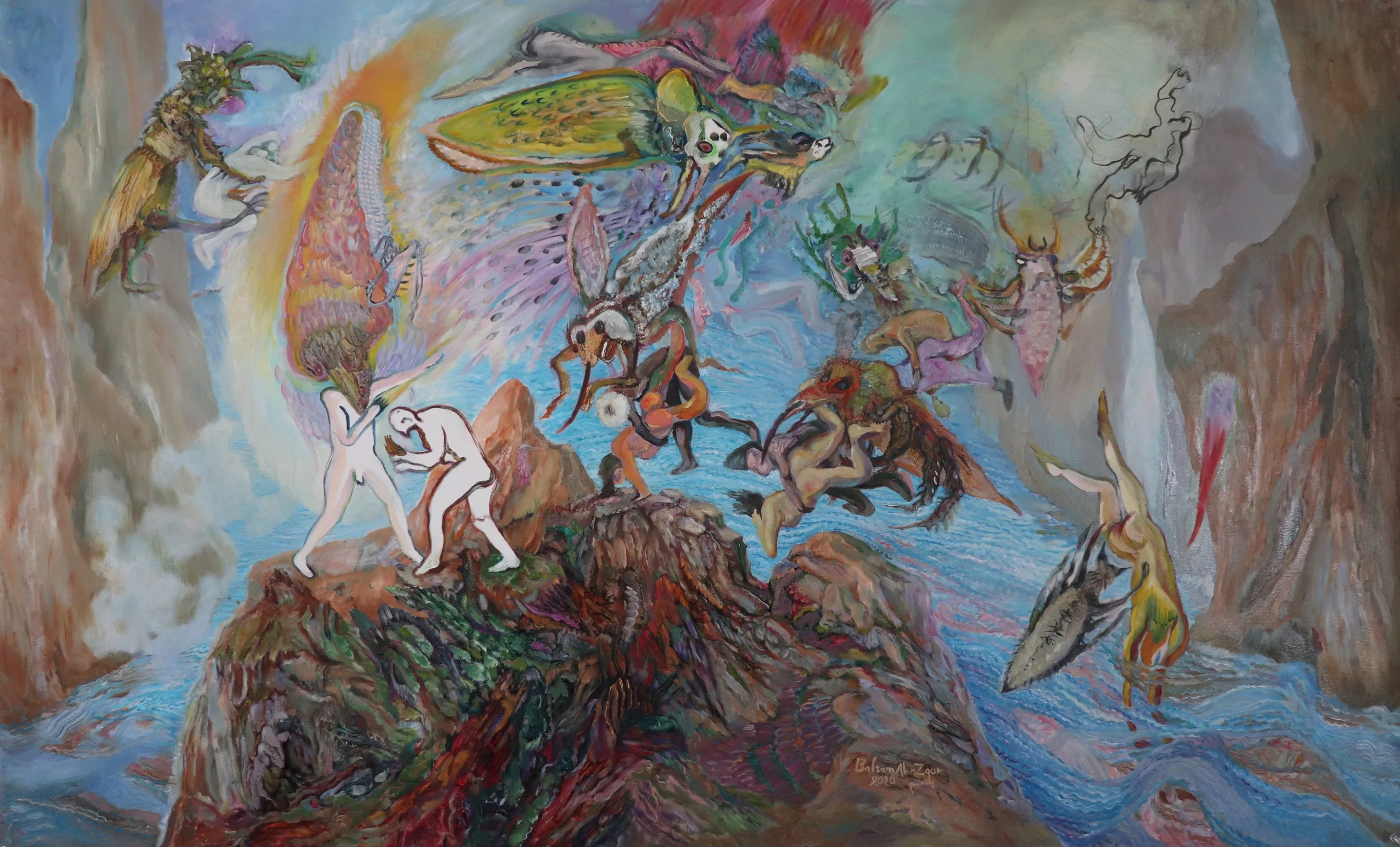 BALSAM ABO ZOUR "Then, The Boy Ate The Apple" Oil on Canvas, 2020 - $30K Appraisal Value!
