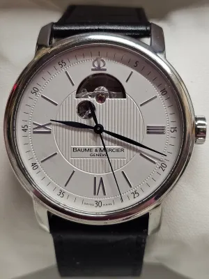 BAUME & MERCIER SS Large Round Case Skeleton Back Men's Watch - $10K APR w/ COA!