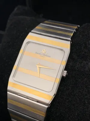 BAUME & MERCIER Vintage c. 1980s 18K Gold Striped Wristwatch - $10K APR Value w/ CoA!