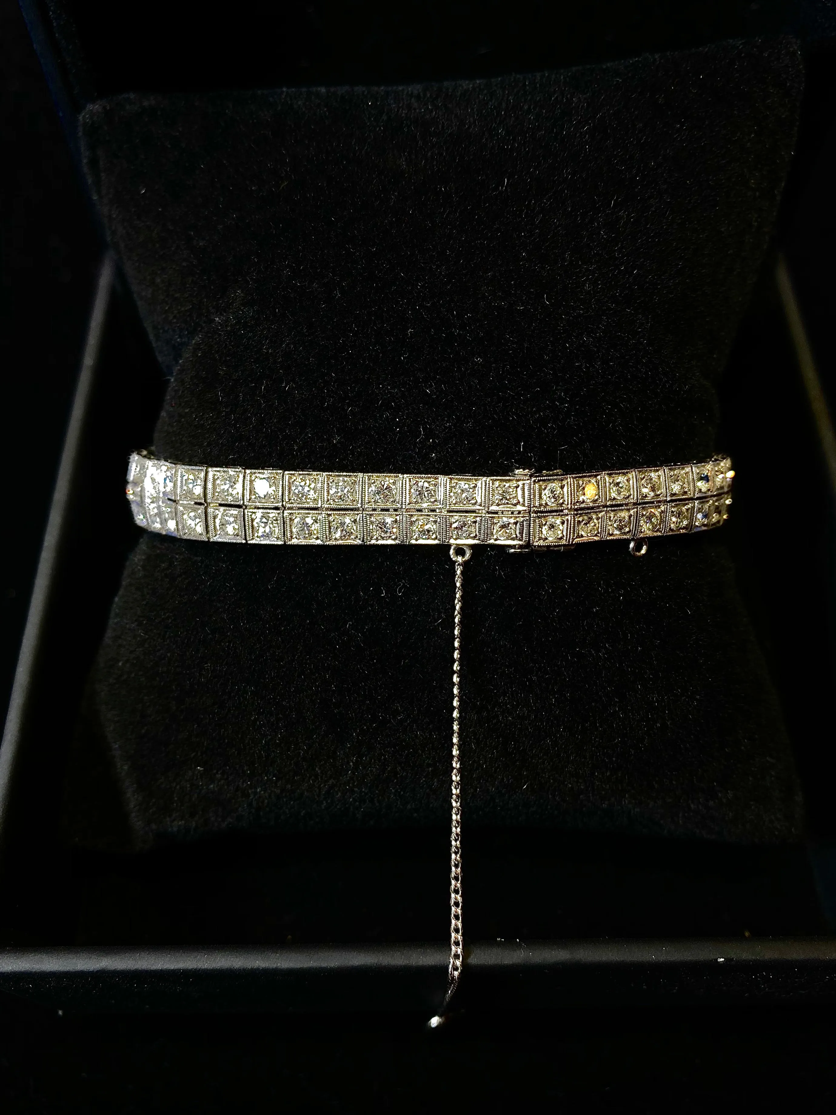BEAUTIFUL Intricate Art Deco Platinum Bracelet w/ 160 Diamonds/Emerald - $200K APR Value w/ CoA!