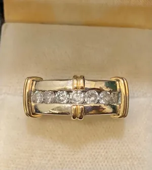 Beautiful Solid White/Yellow Gold 7-Diamond Channel-set Ring - $6K Appraisal Value w/CoA}