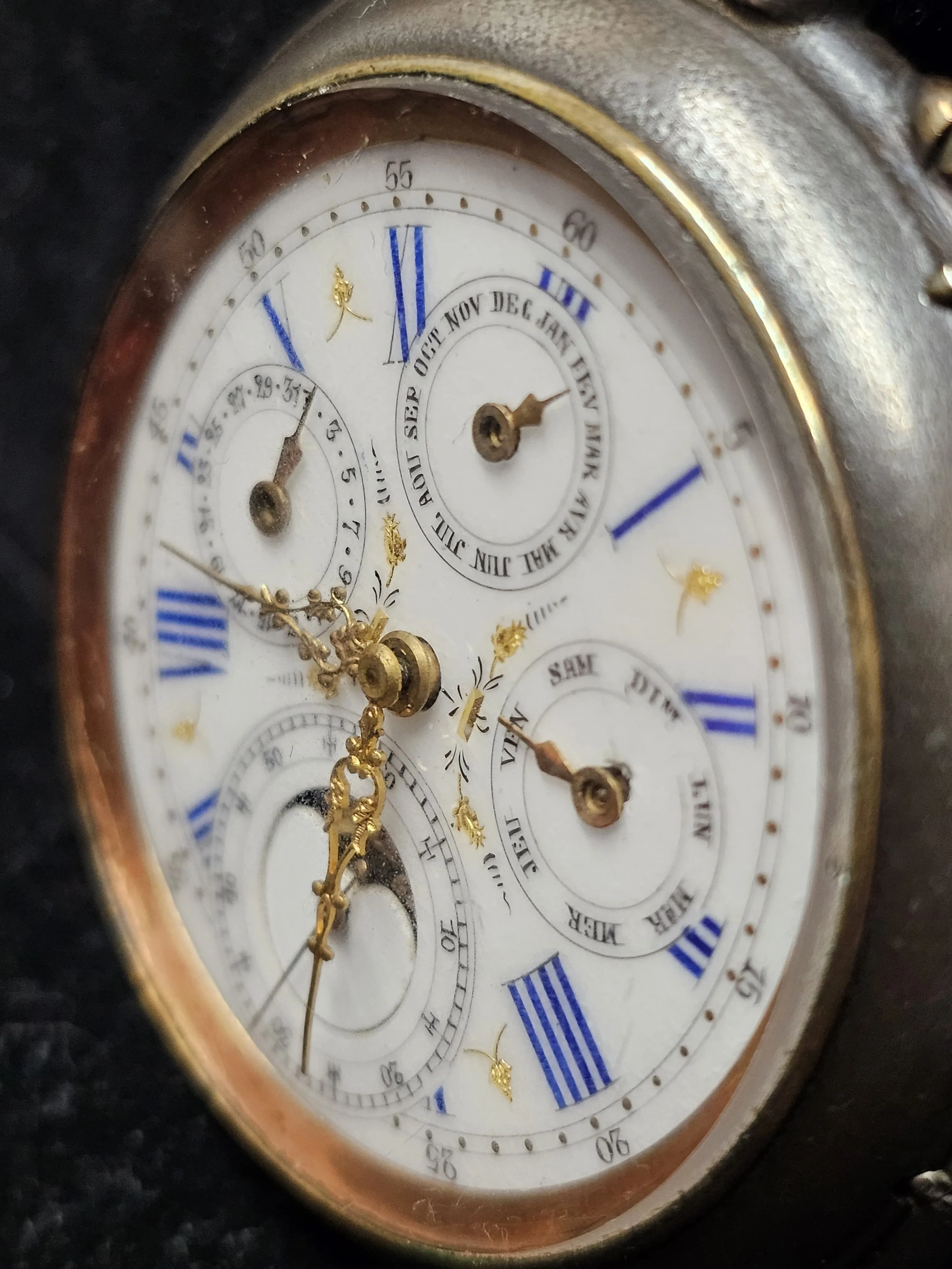 BEAUTIFUL VINTAGE POCKET WATCH, GUNMETAL, CIRCA 1870s UNIQUE - $15K APR w/ COA!!
