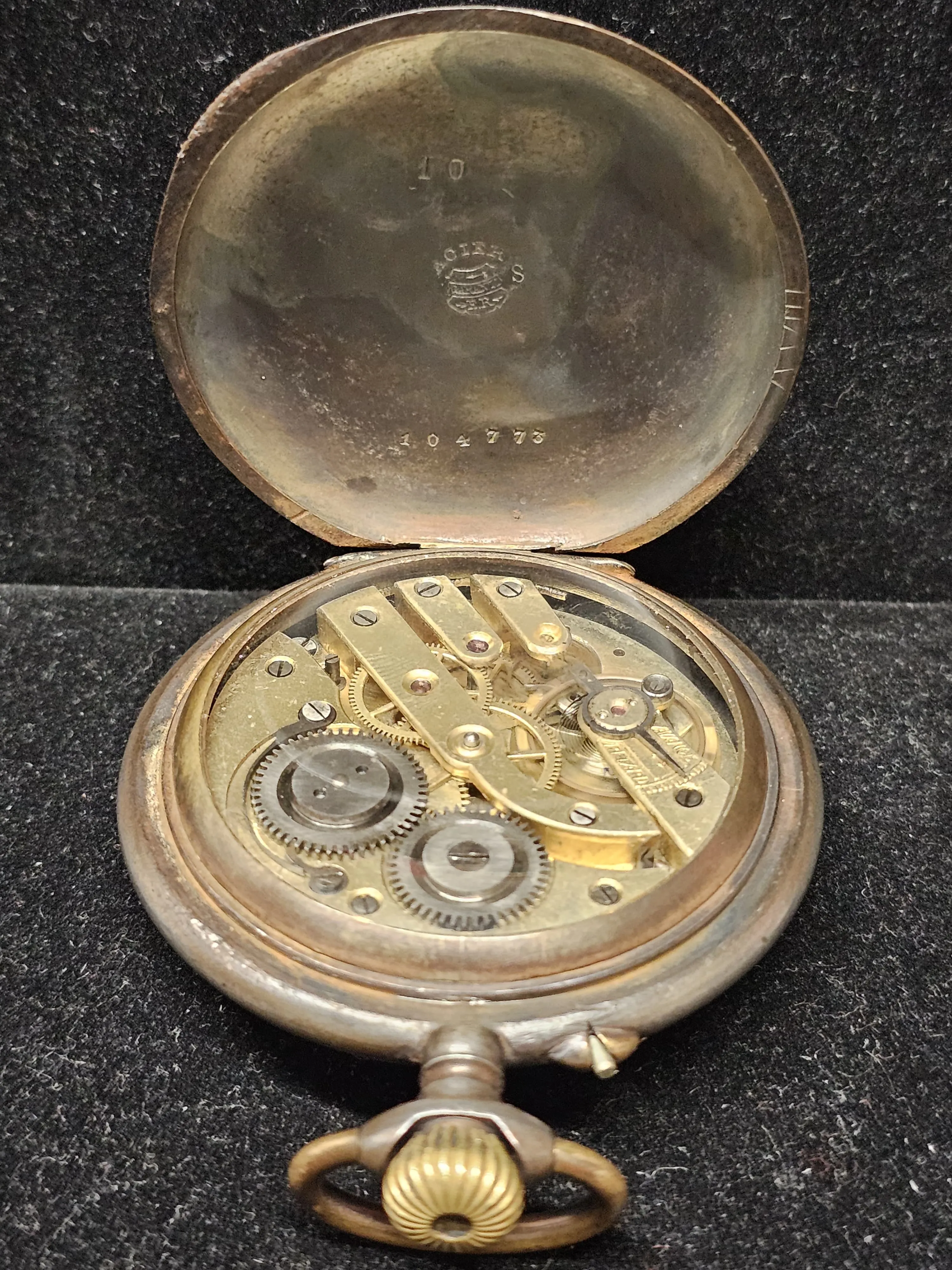 BEAUTIFUL VINTAGE POCKET WATCH, GUNMETAL, CIRCA 1870s UNIQUE - $15K APR w/ COA!!