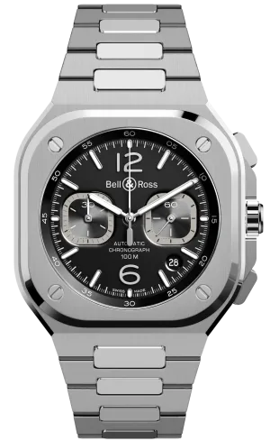 Bell & Ross Watch BR 05 Chrono Black Steel Bracelet D