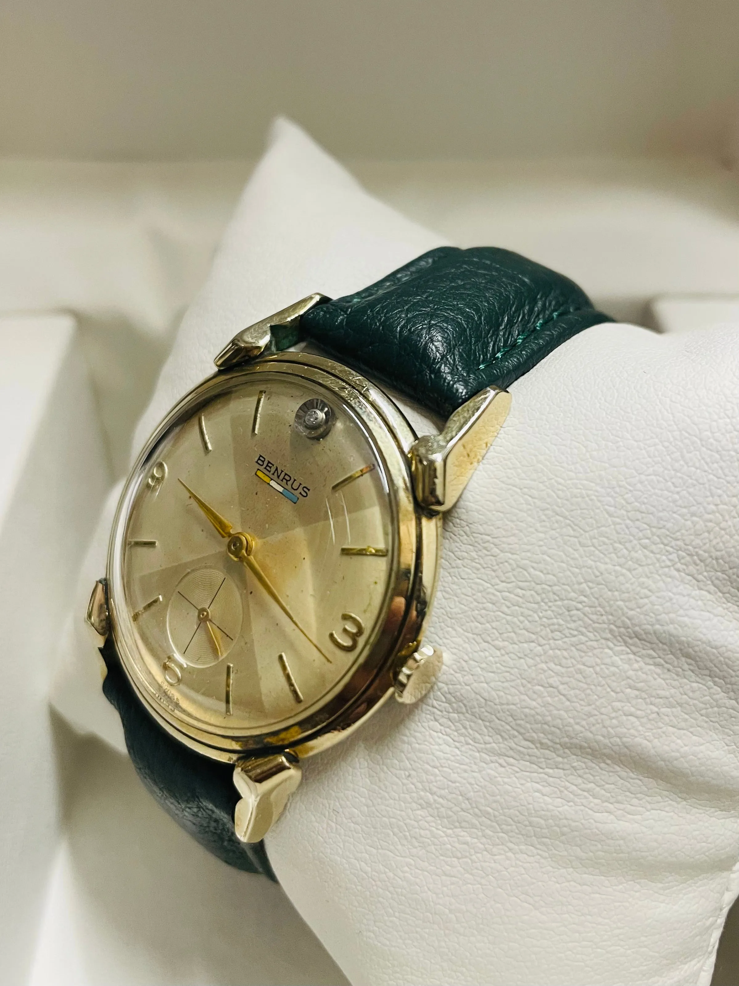 BENRUS VINTAGE 1950'S MECHANICAL SG RGP 1 DIAMOND MEN'S WATCH - $5K APR w/ COA!