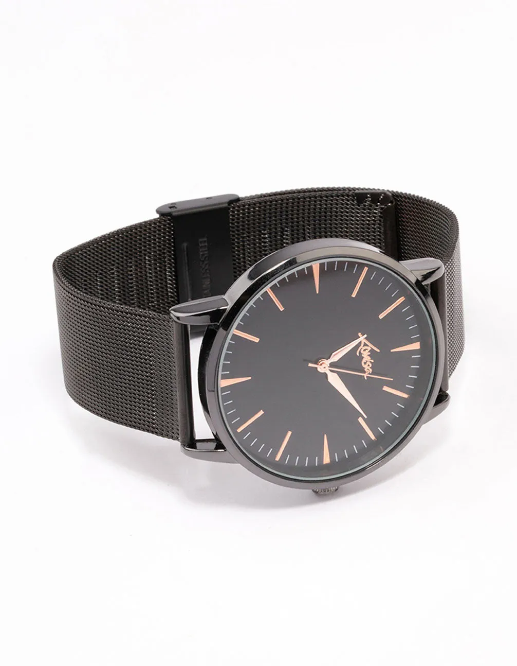 Black Coated Extra Thick Mesh Watch