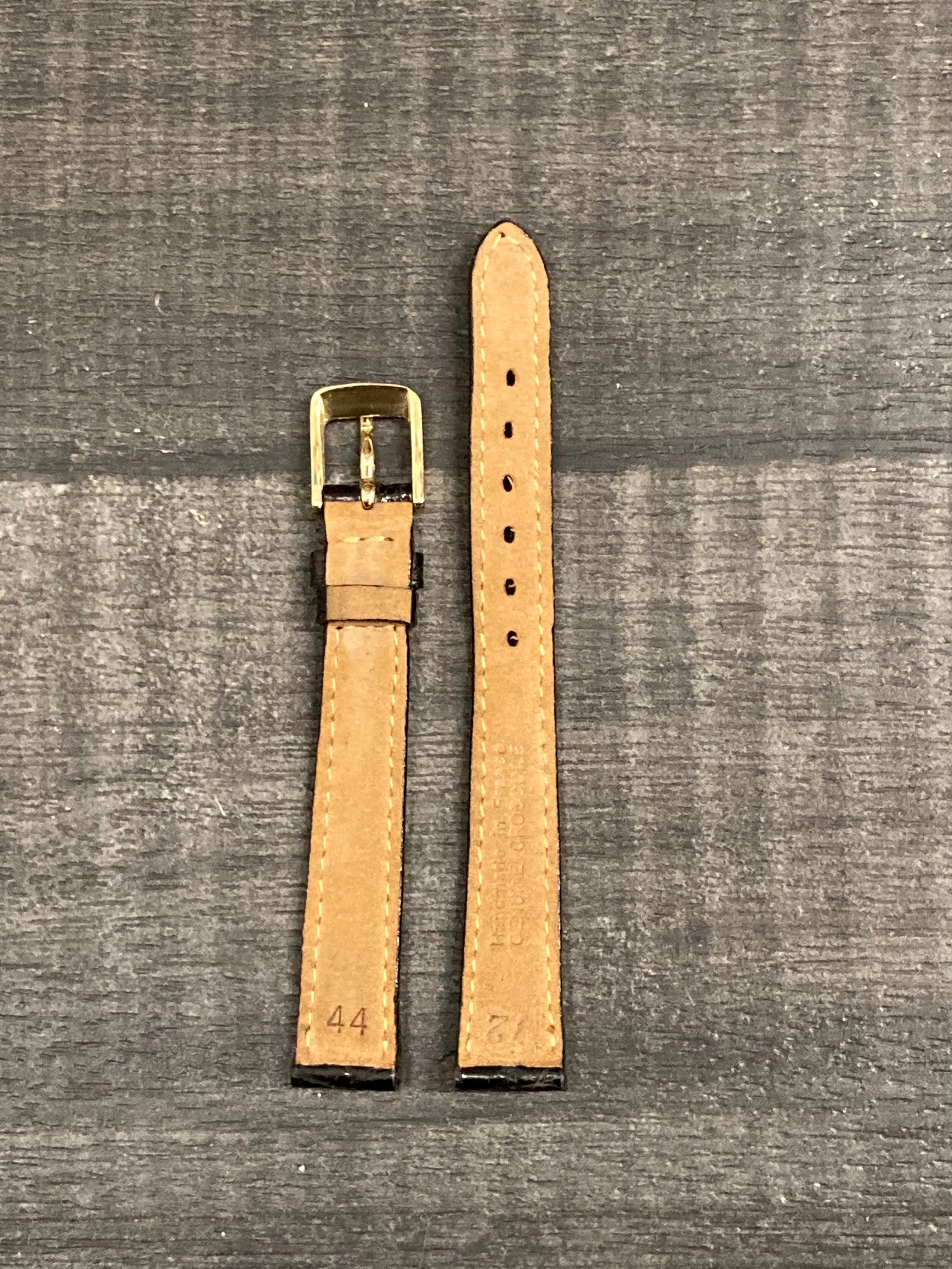 Black Padded Crocodile Watch Strap w/ Gold Tone Buckle - $650 APR VALUE w/ CoA! ✓