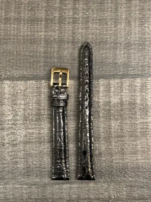 Black Padded Crocodile Watch Strap w/ Gold Tone Buckle - $650 APR VALUE w/ CoA! ✓
