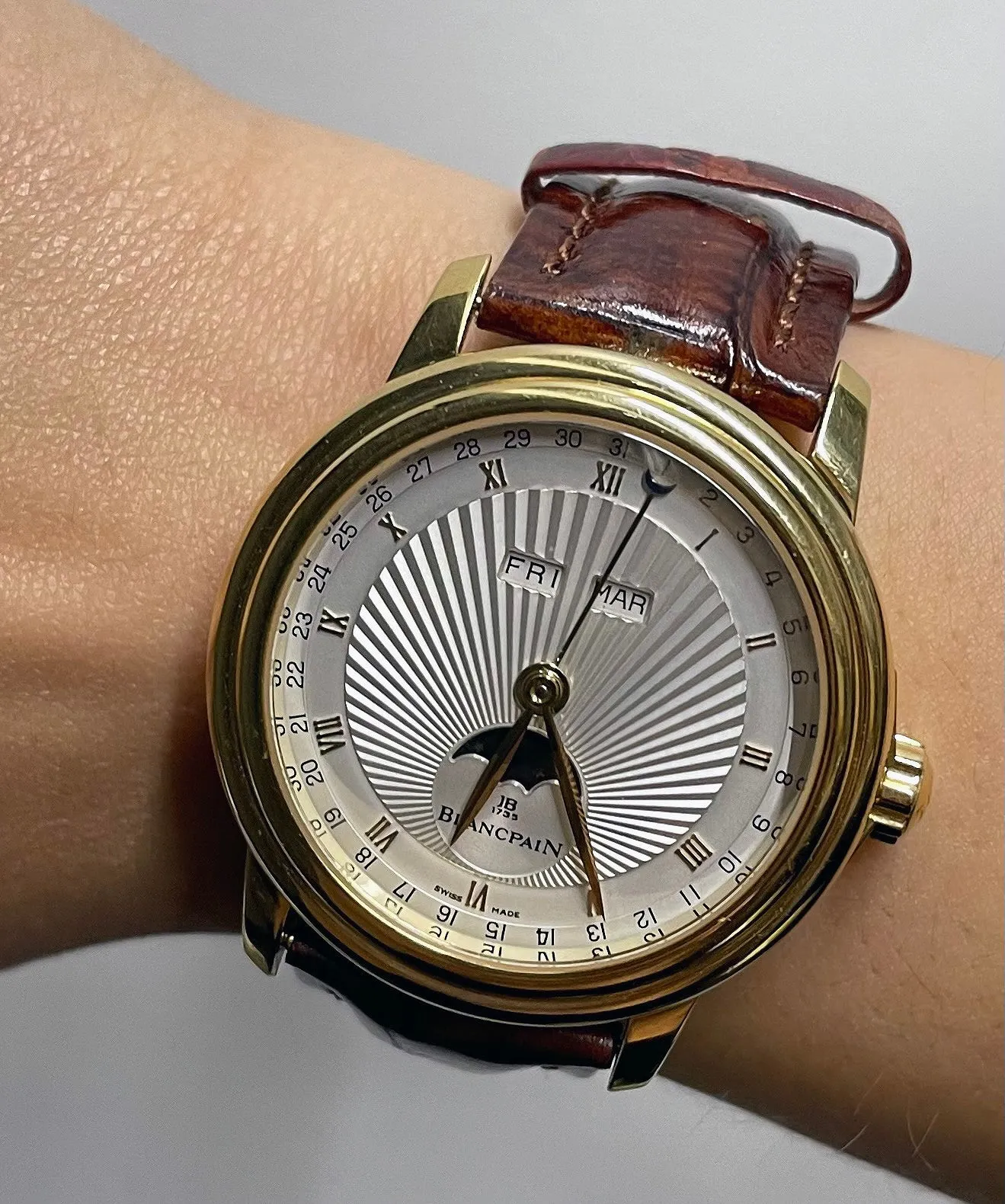 BLANCPAIN 18K YG Day-Date Moonphase & Flip Case Skeleton Back - $200K APR w/ COA
