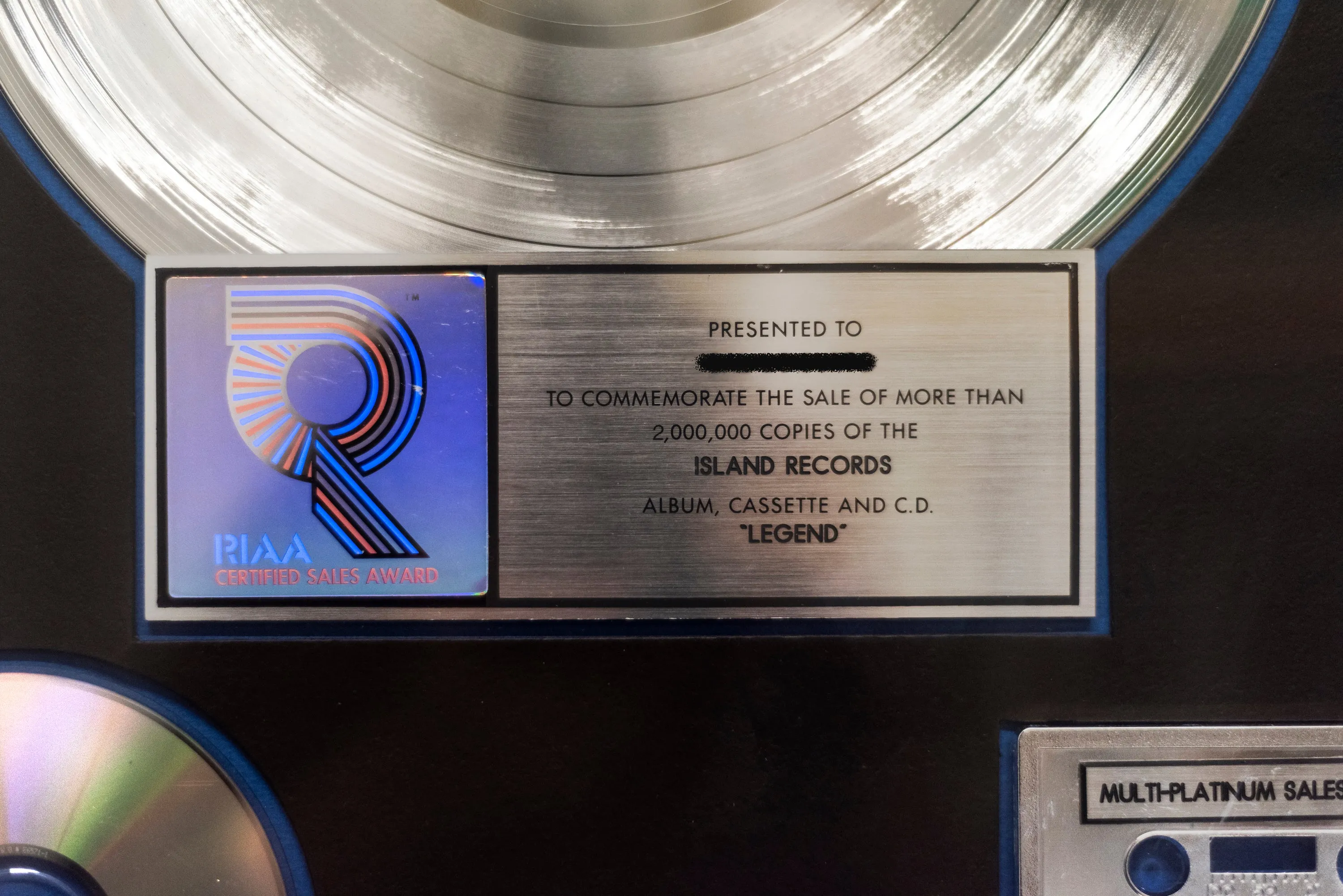 Bob Marley "Legend" Multi-Platinum Award, C. 1984 Unique - $30K APR w/ CoA!