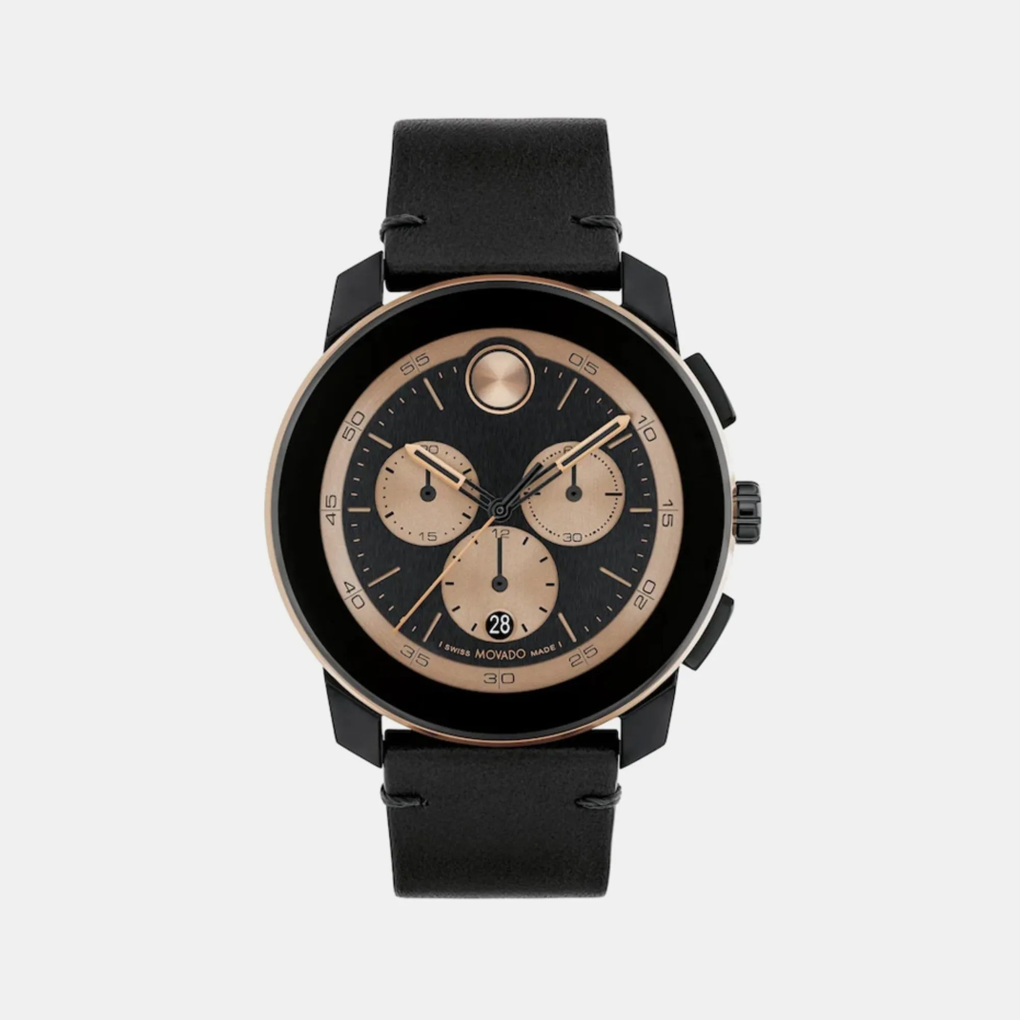 Bold Men's Black Chronograph Leather Watch 3601114