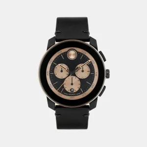 Bold Men's Black Chronograph Leather Watch 3601114