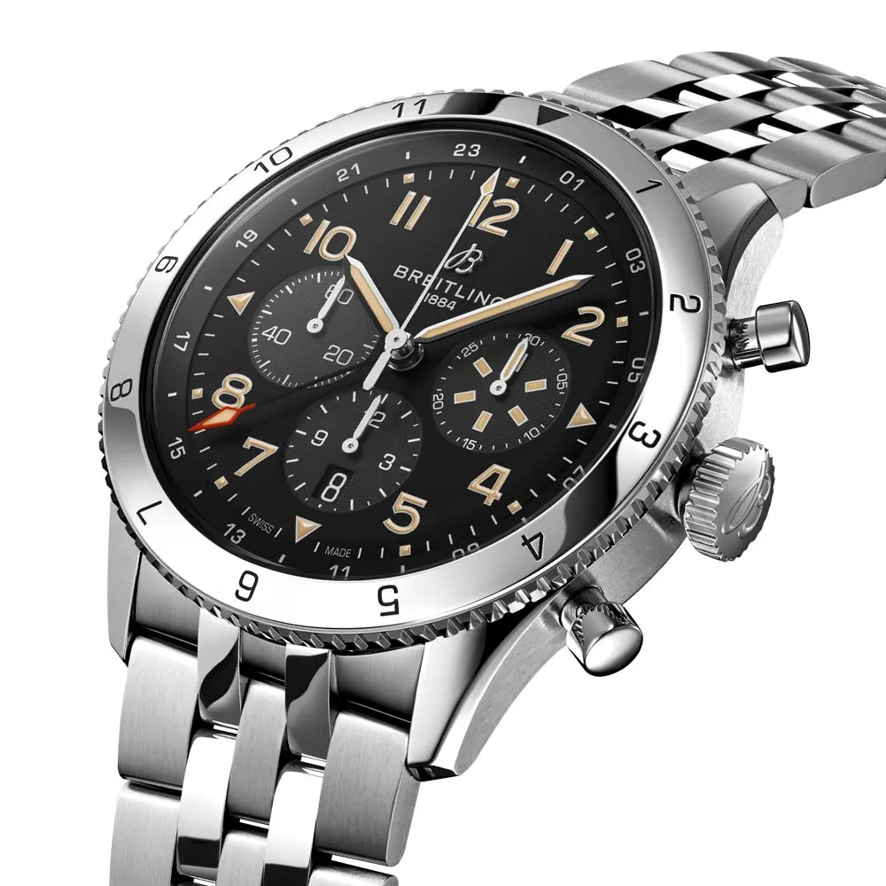 Breitling AVI B04 Chronograph GMT P-51 Mustang 46mm Black Dial Automatic Gents Watch AB04453A1B1A1