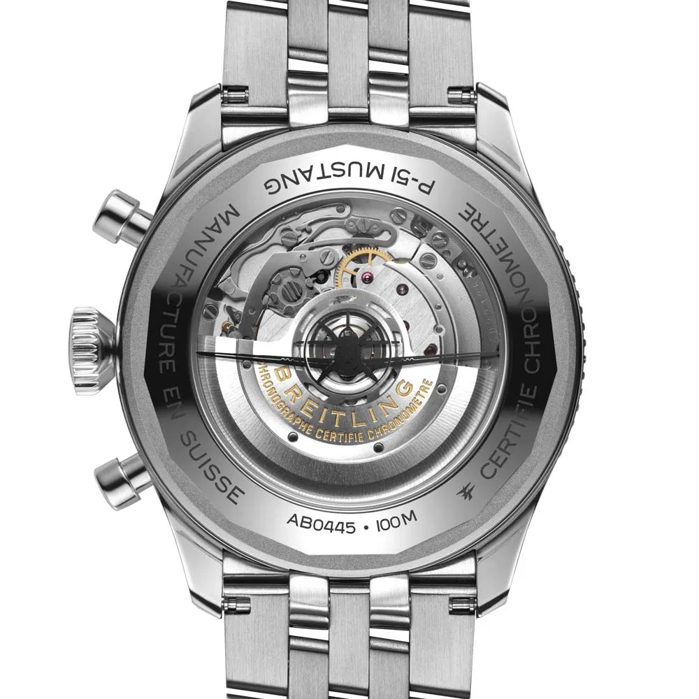 Breitling AVI B04 Chronograph GMT P-51 Mustang 46mm Black Dial Automatic Gents Watch AB04453A1B1A1