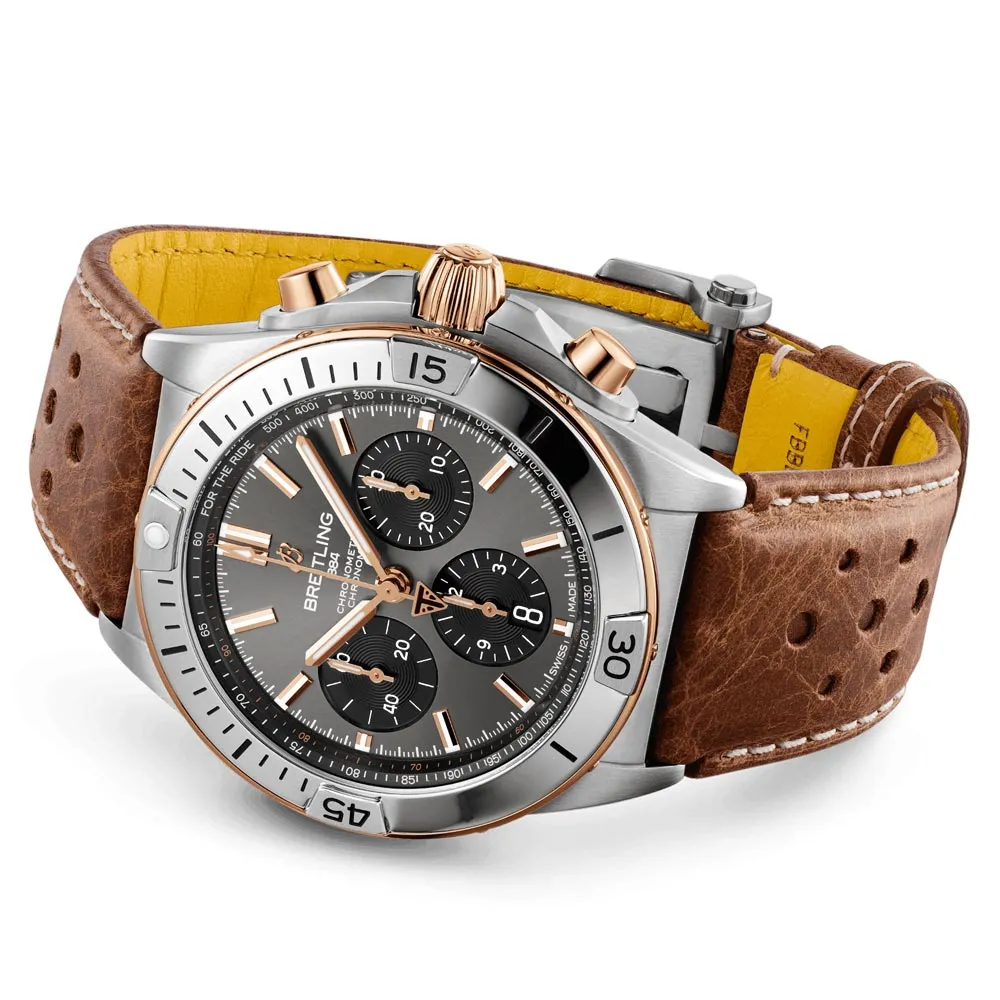 Breitling Chronomat B01 42mm Anthracite Dial Steel and 18ct Rose Gold Automatic Chronograph Gents Watch TB0134101M1X1