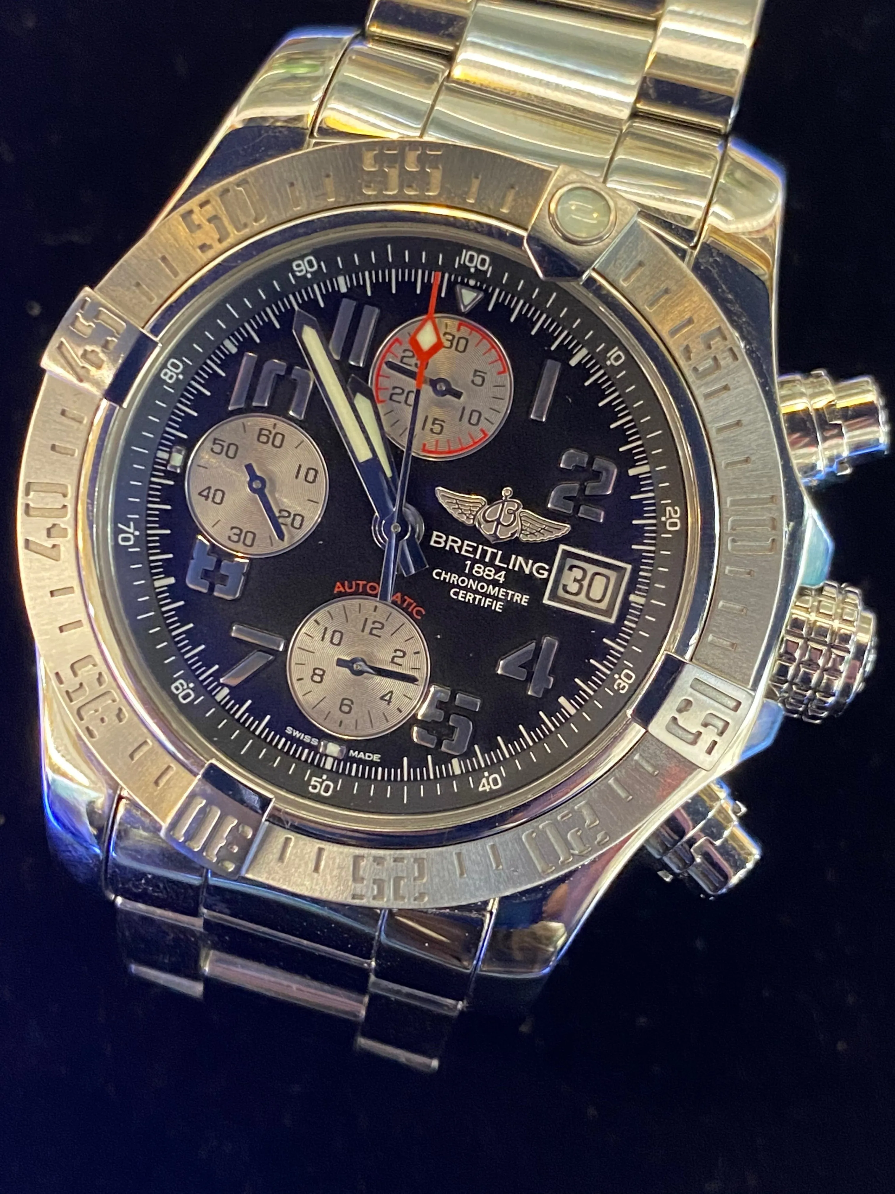 BREITLING JUMBO CHRONOGRAPH AUTOMATIC PERPETUAL MEN’S WATCH WITH BREITLING SIGNATURE! – $10K APR w/CoA!|