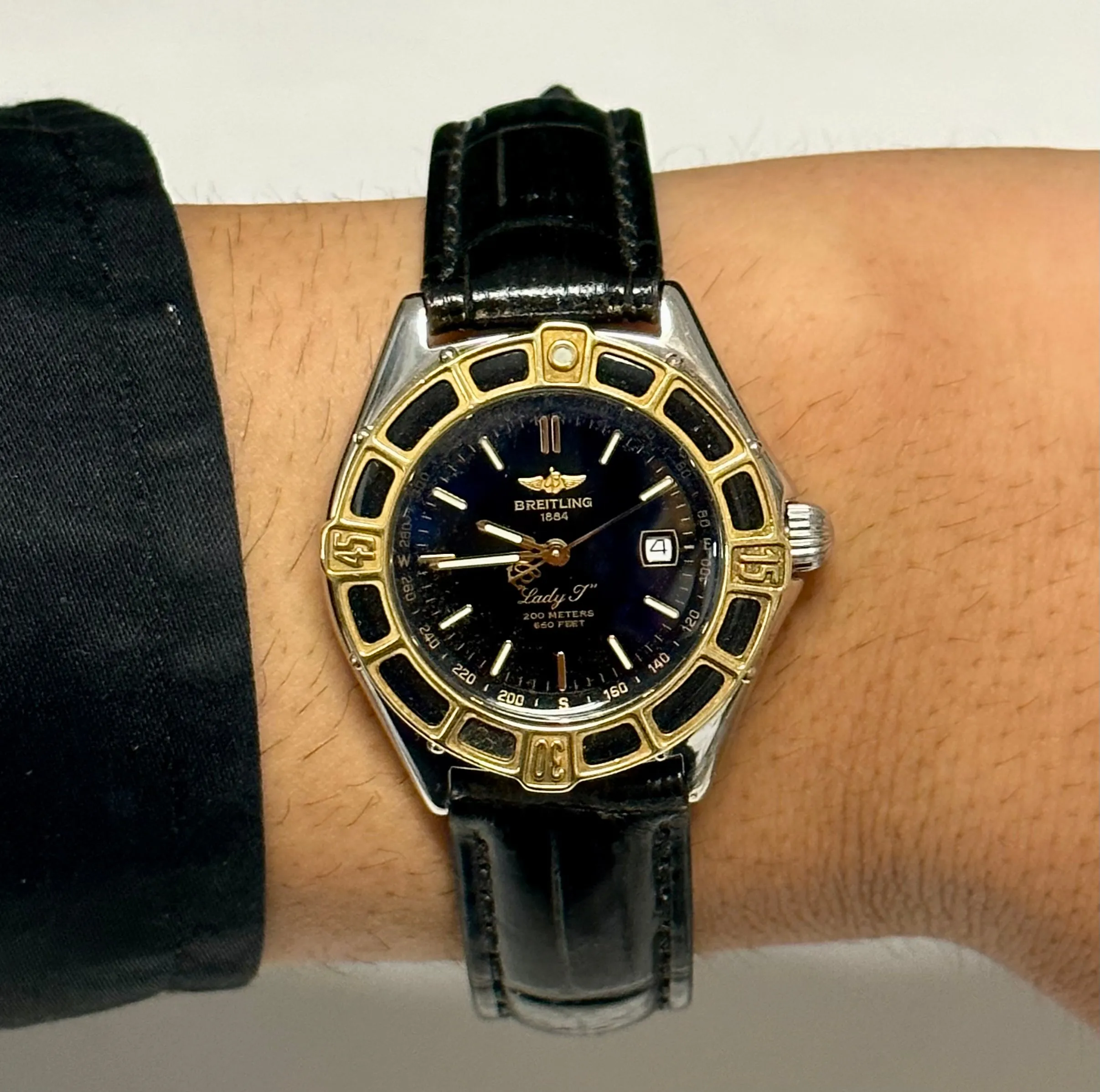 BREITLING Lady J Stainless Steel w/ 18K Yellow Gold Wristwatch- $15K APR w/ COA!