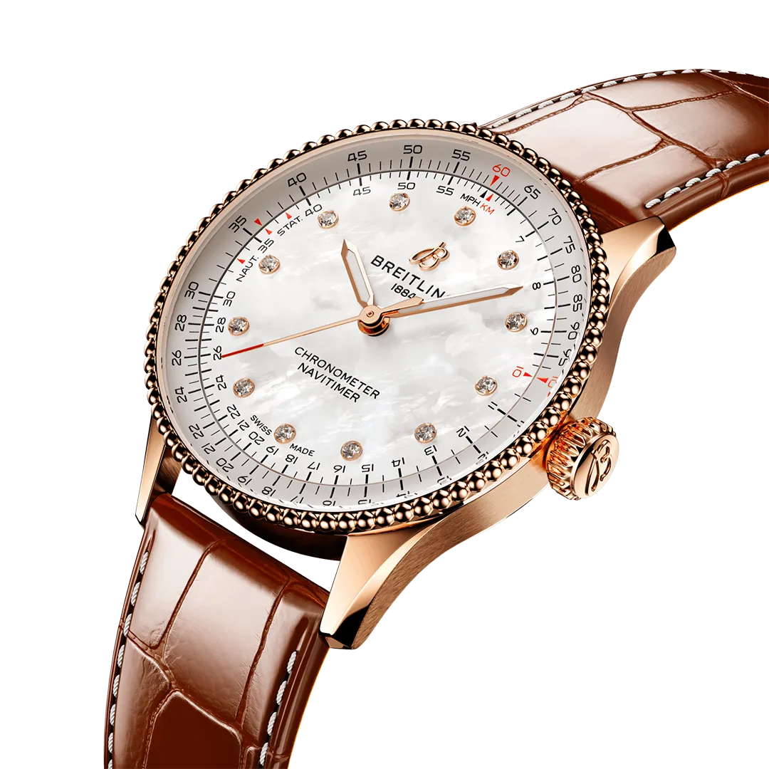 Breitling Navitimer Automatic 36 Watch with Brown Leather Strap