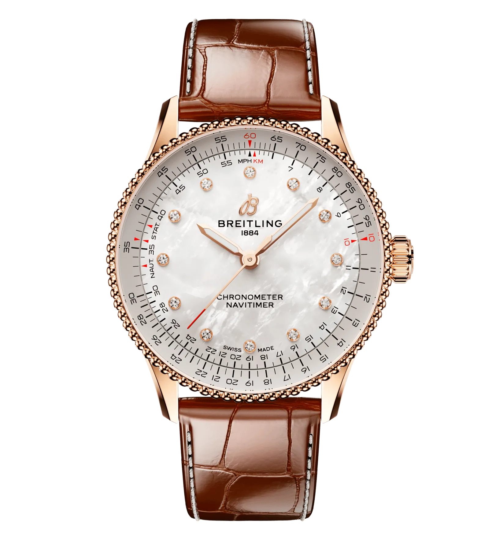 Breitling Navitimer Automatic 36 Watch with Brown Leather Strap
