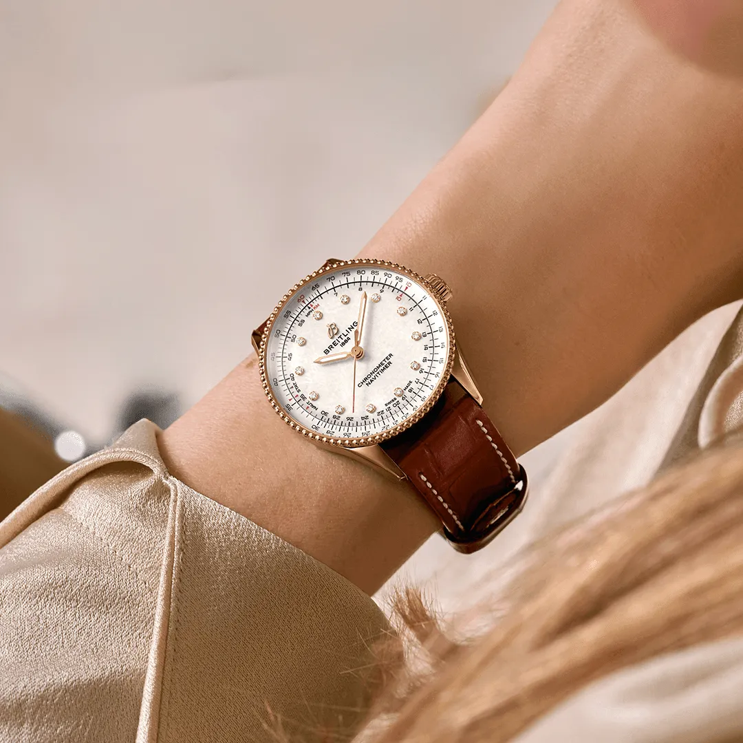 Breitling Navitimer Automatic 36 Watch with Brown Leather Strap