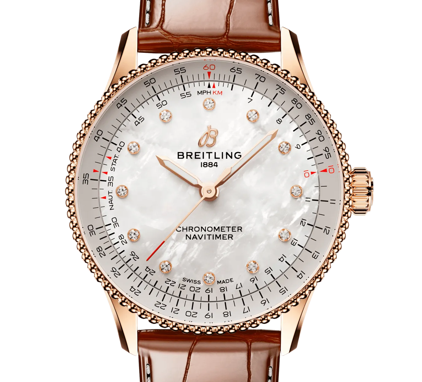 Breitling Navitimer Automatic 36 Watch with Brown Leather Strap