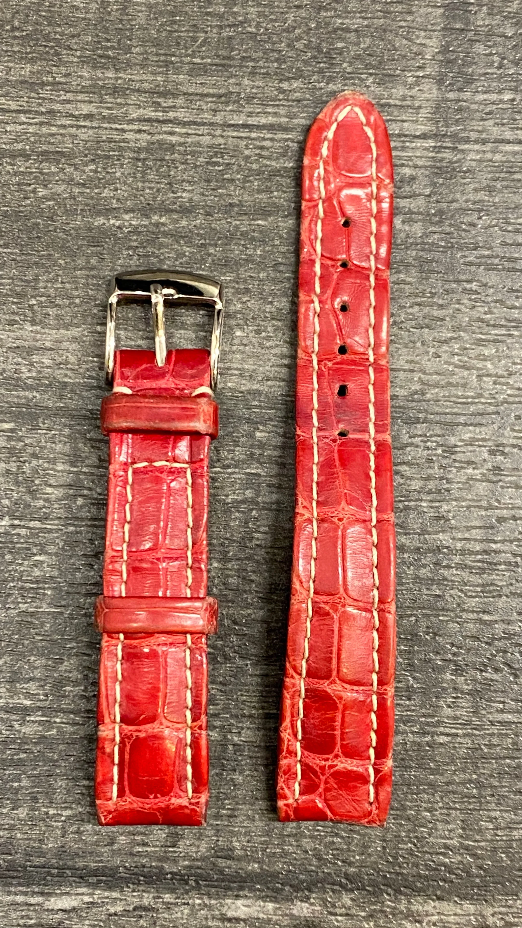 BREITLING Red Padded Crocodile Leather Watch Strap - $650 APR VALUE w/ CoA! ✓