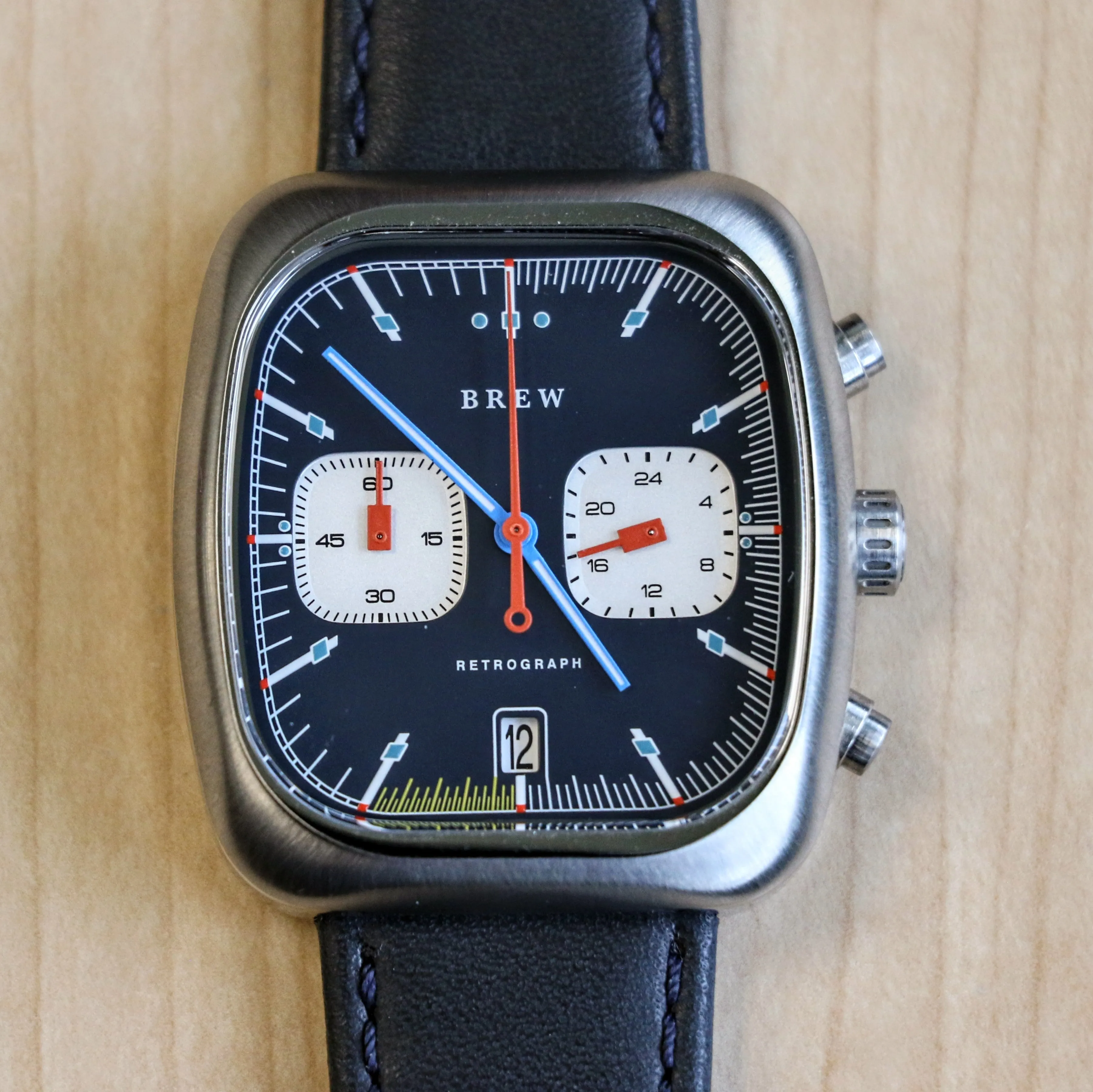 BREW Retrograph - Technicolor Watch Date Indicator - Full Kit   Extra Box w/ Extra Stainless-Steel Bracelet
