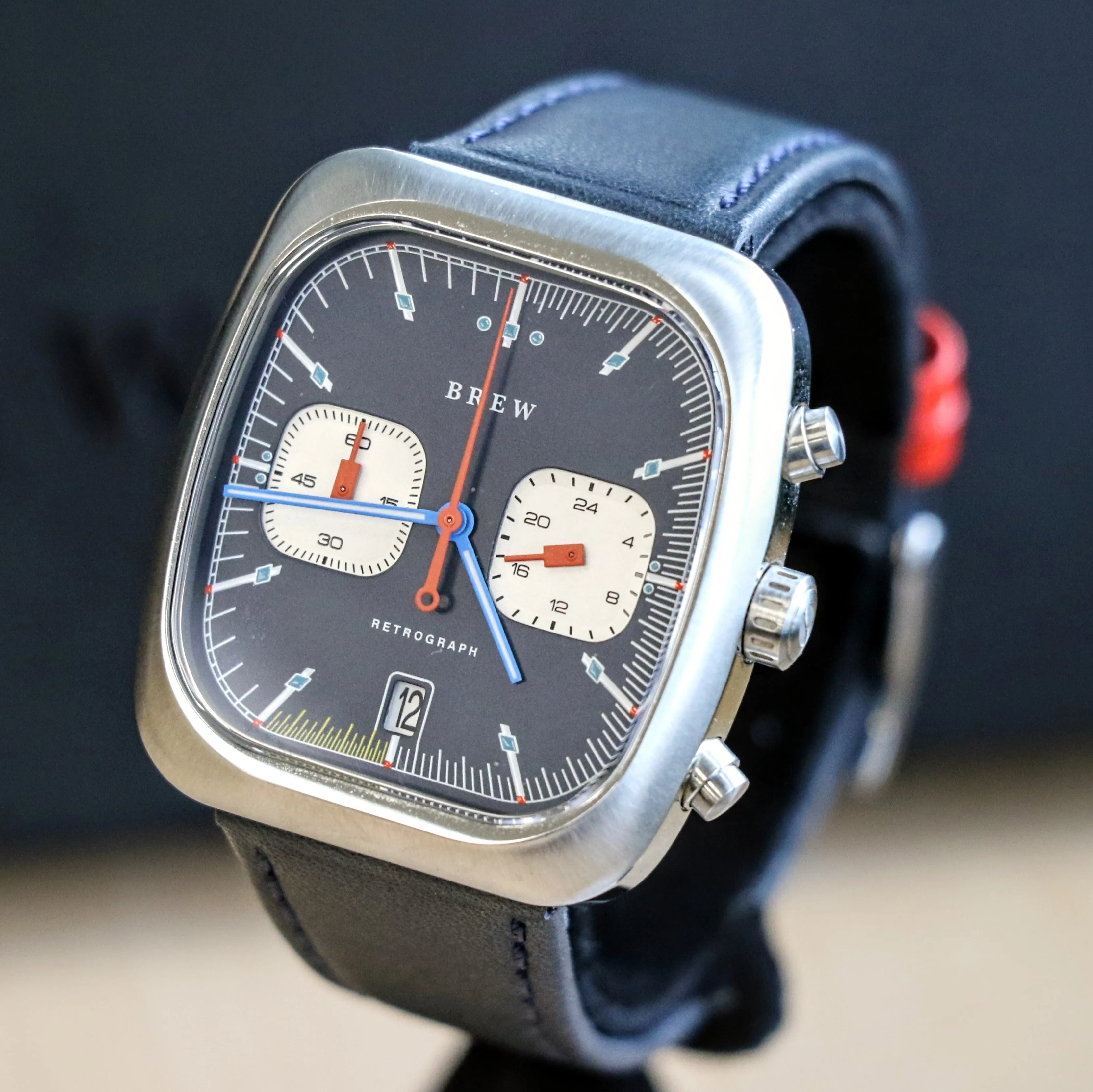 BREW Retrograph - Technicolor Watch Date Indicator - Full Kit   Extra Box w/ Extra Stainless-Steel Bracelet