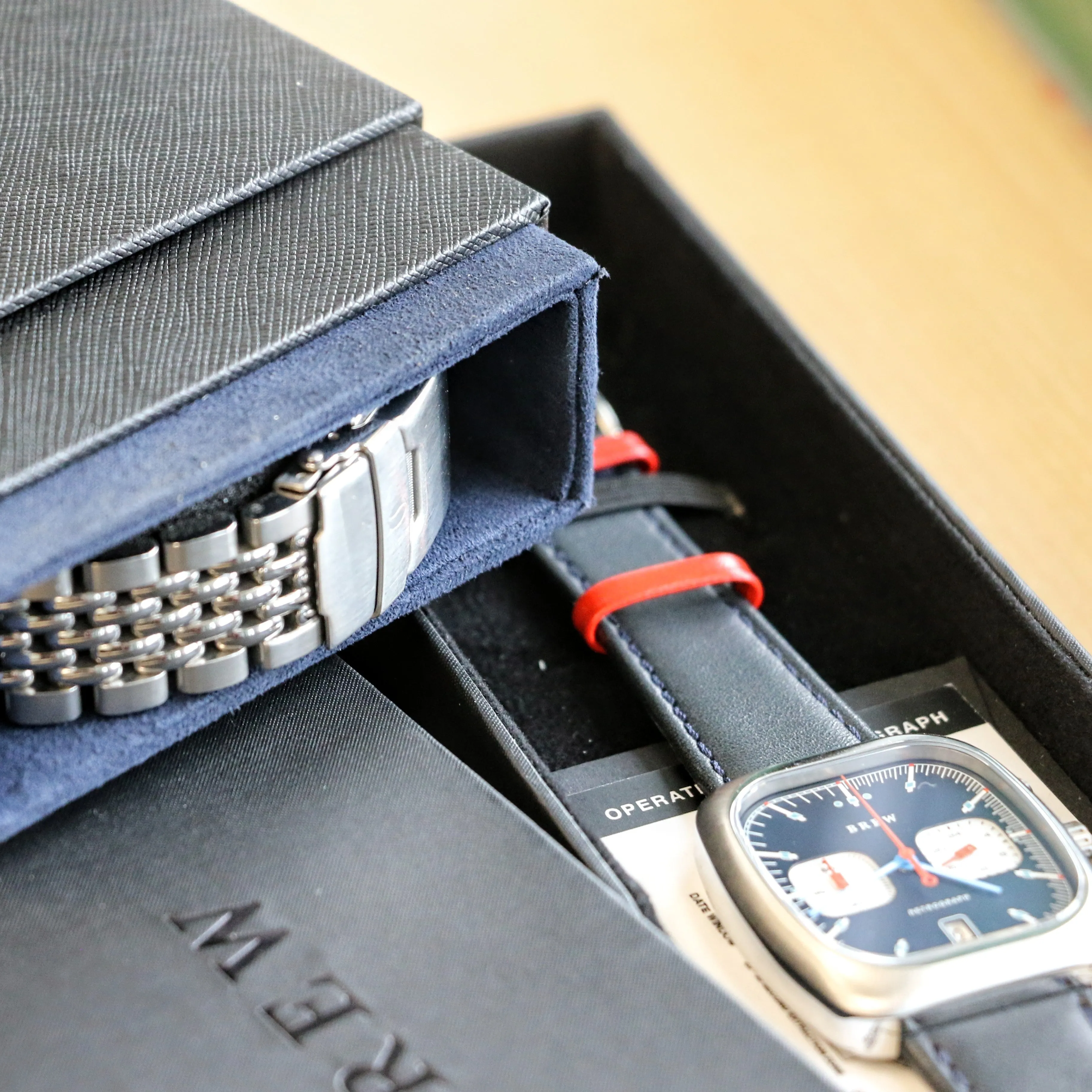 BREW Retrograph - Technicolor Watch Date Indicator - Full Kit   Extra Box w/ Extra Stainless-Steel Bracelet