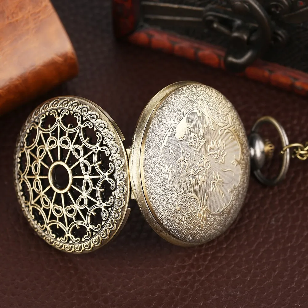 Bronze Spiderweb Quartz Pocket Watch