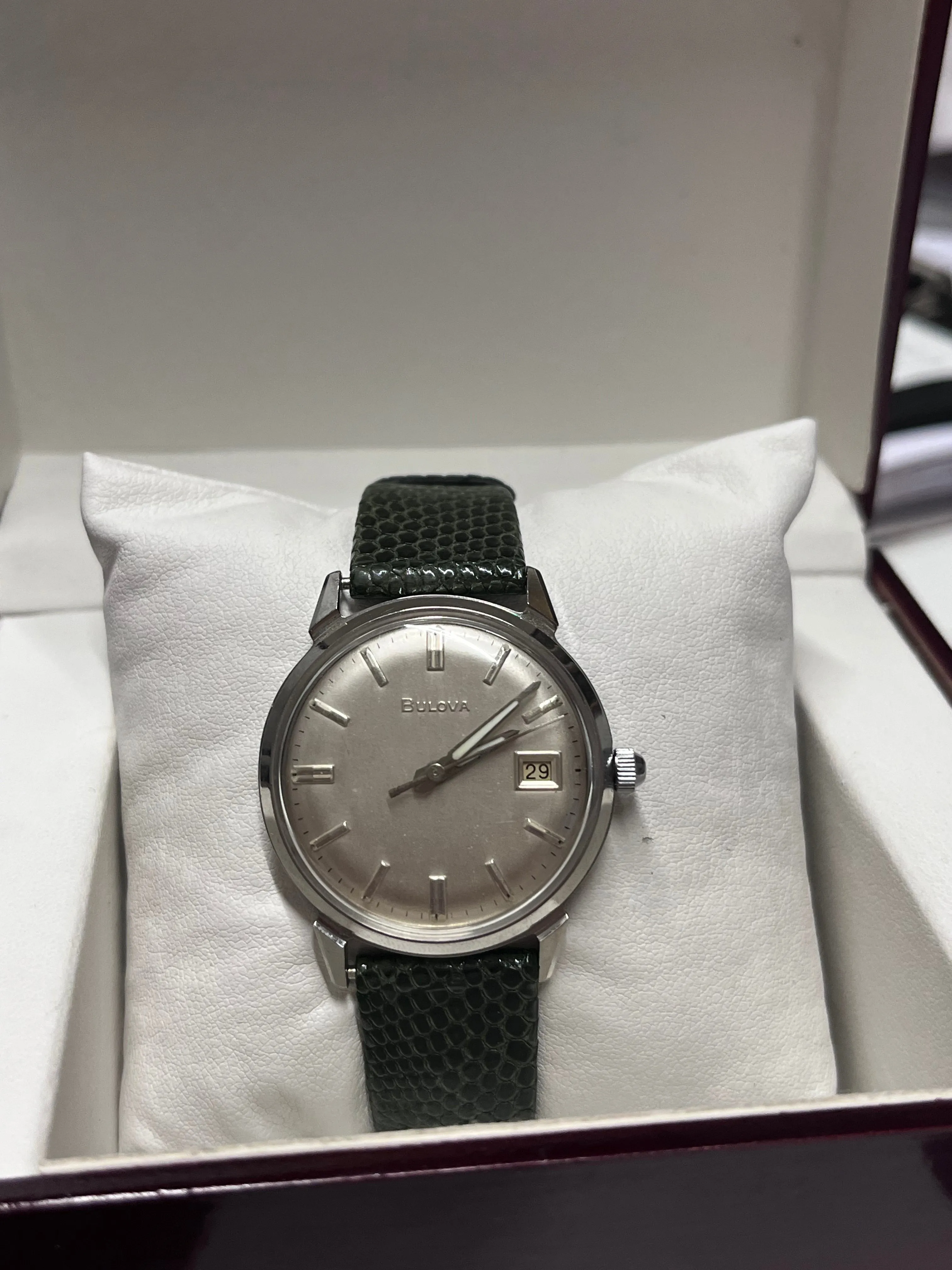 BULOVA Rare 1950's Mens Wristwatch Beautiful Green Lizard Band - $6K APR w/ COA!