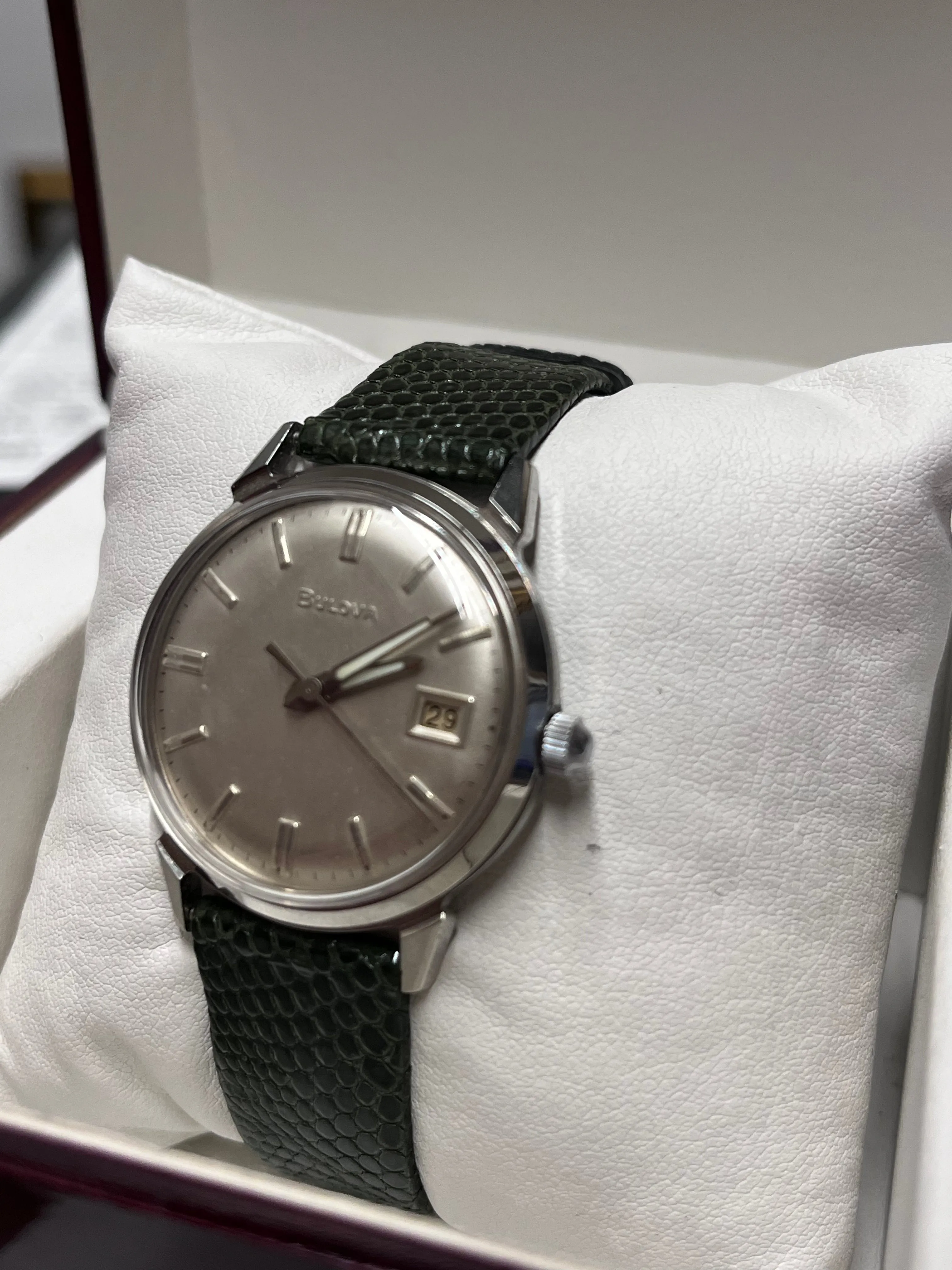 BULOVA Rare 1950's Mens Wristwatch Beautiful Green Lizard Band - $6K APR w/ COA!