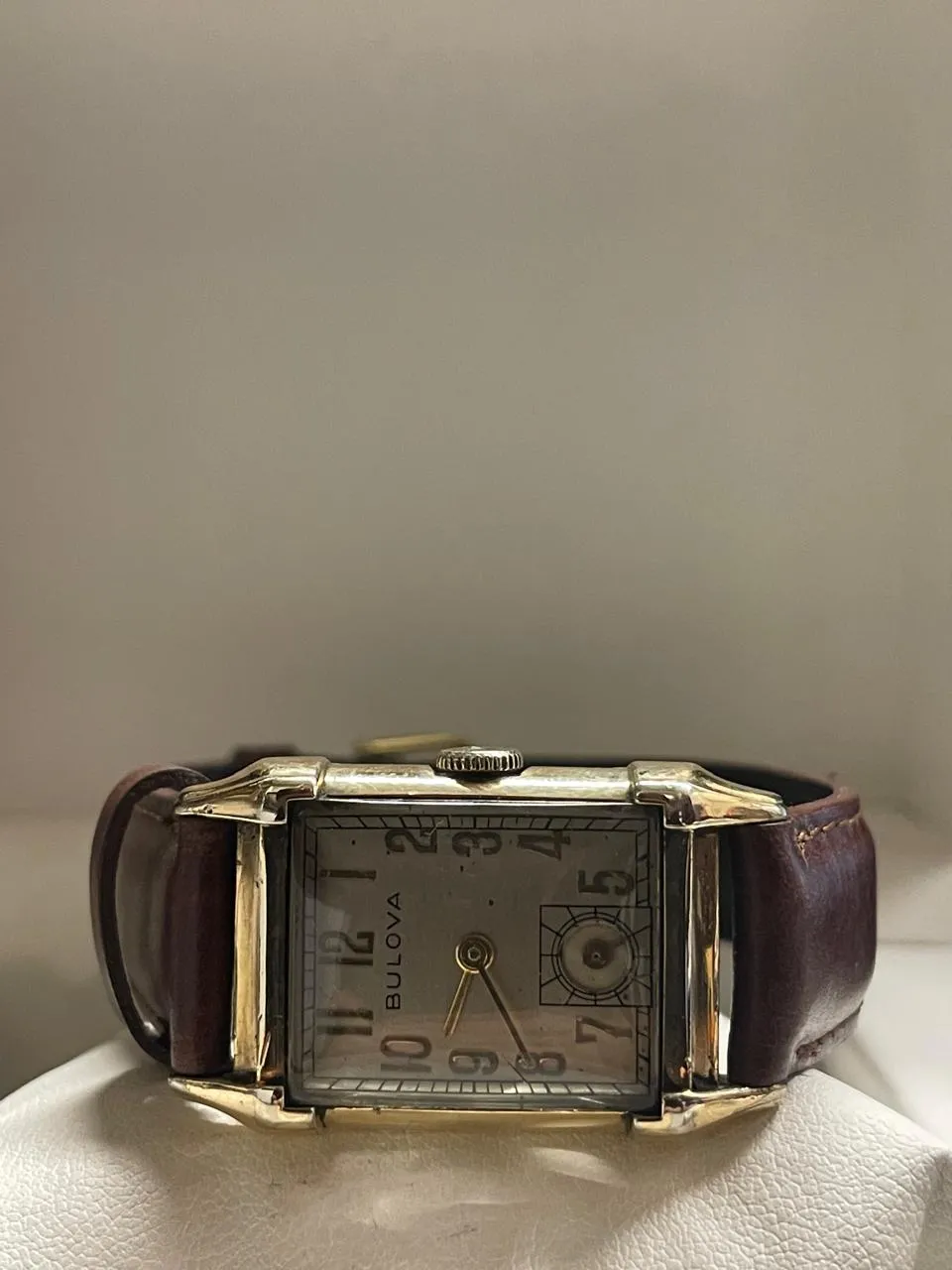 Bulova Vintage 1940s Tank Watch with Gold Case & Leather Strap- $6K APR w/ COA!