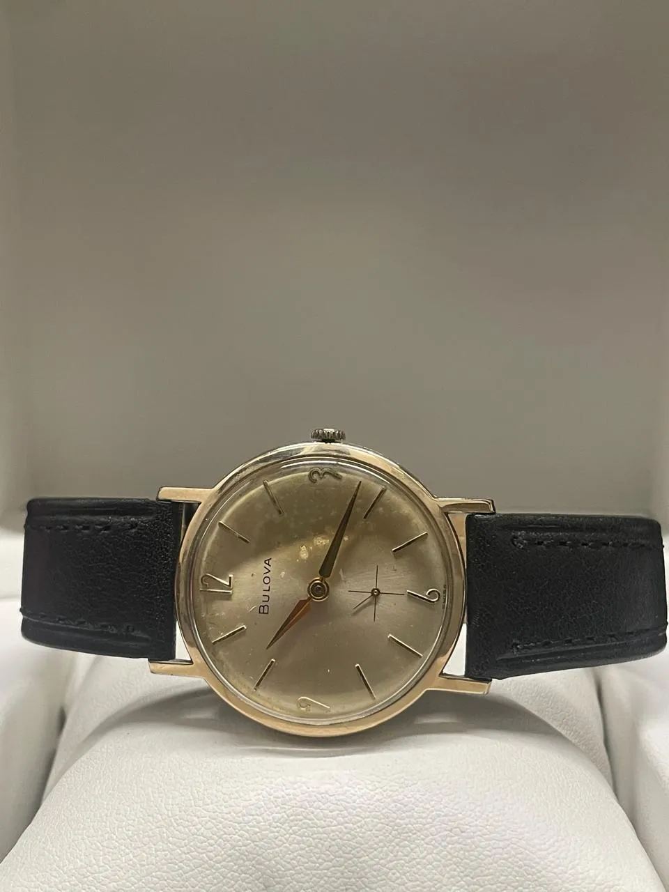 Bulova Vintage 1950s 10K Rolled Gold Plate Watch, Black Strap - $5K APR w/ COA!!