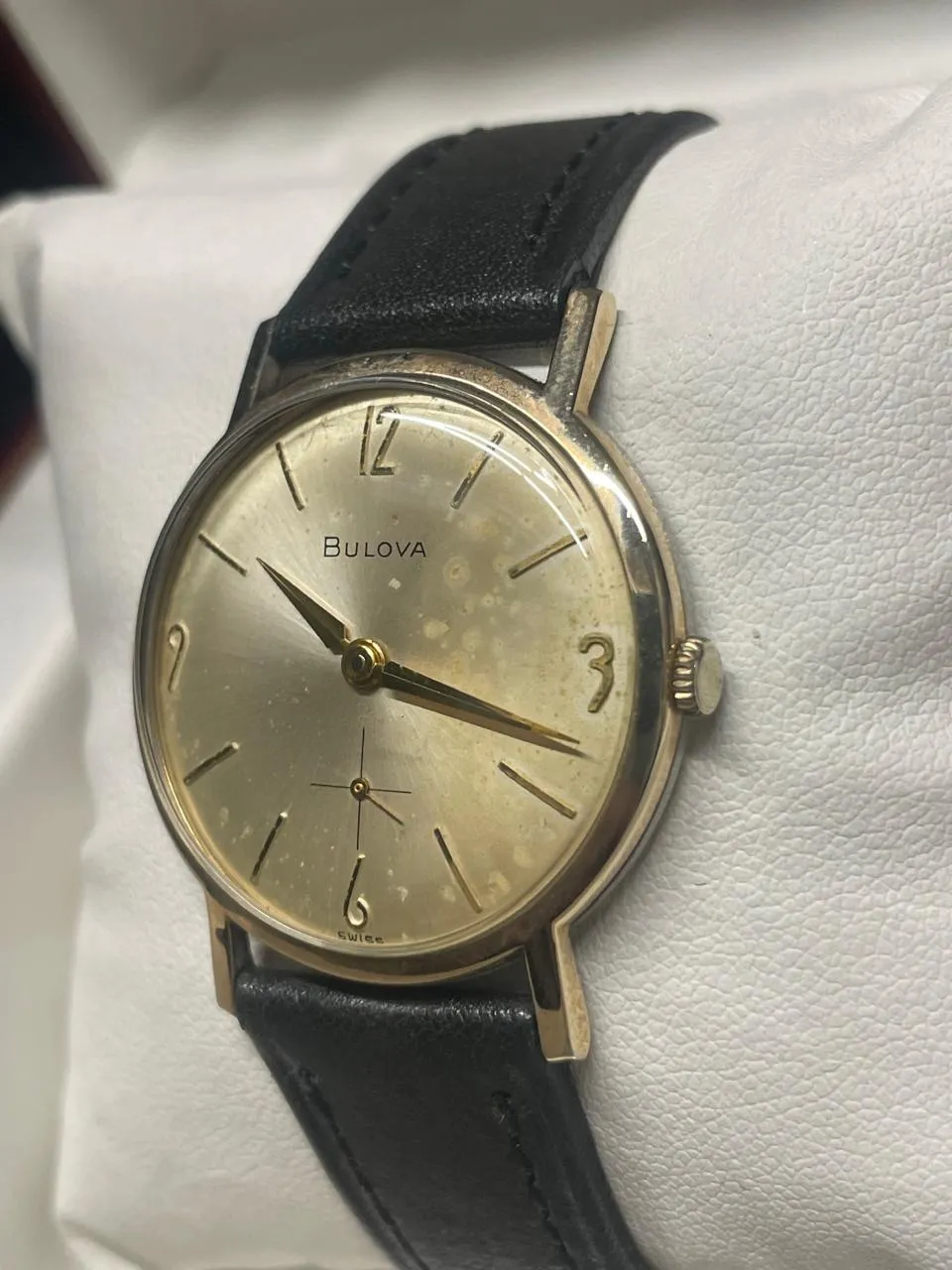 Bulova Vintage 1950s 10K Rolled Gold Plate Watch, Black Strap - $5K APR w/ COA!!