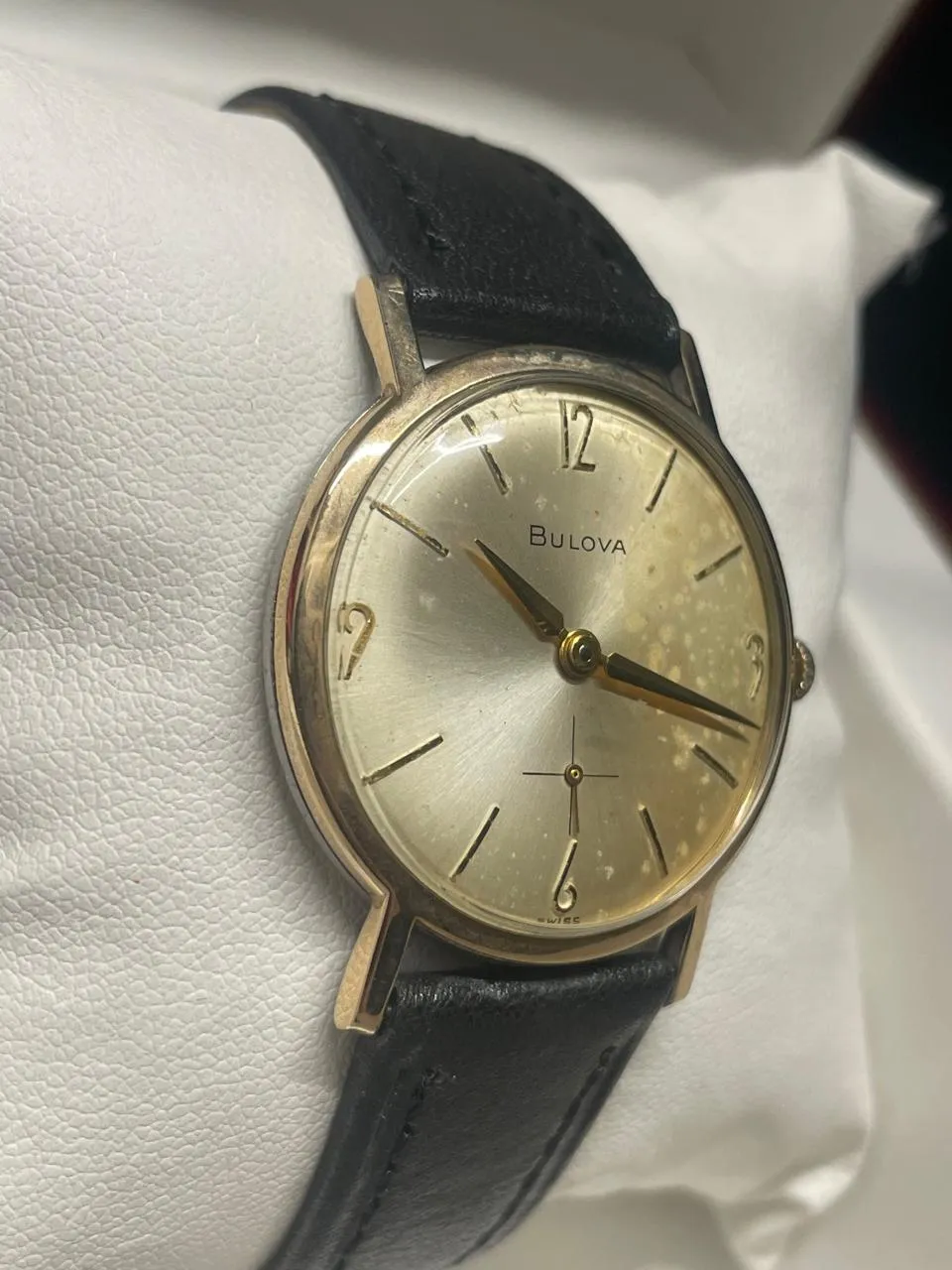 Bulova Vintage 1950s 10K Rolled Gold Plate Watch, Black Strap - $5K APR w/ COA!!