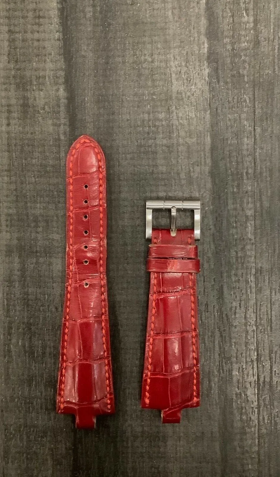 BVLGARI Diagono Red Padded Crocodile Leather Watch Strap - $800 APR VALUE w/ CoA! ✓