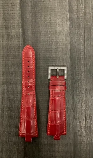 BVLGARI Diagono Red Padded Crocodile Leather Watch Strap - $800 APR VALUE w/ CoA! ✓