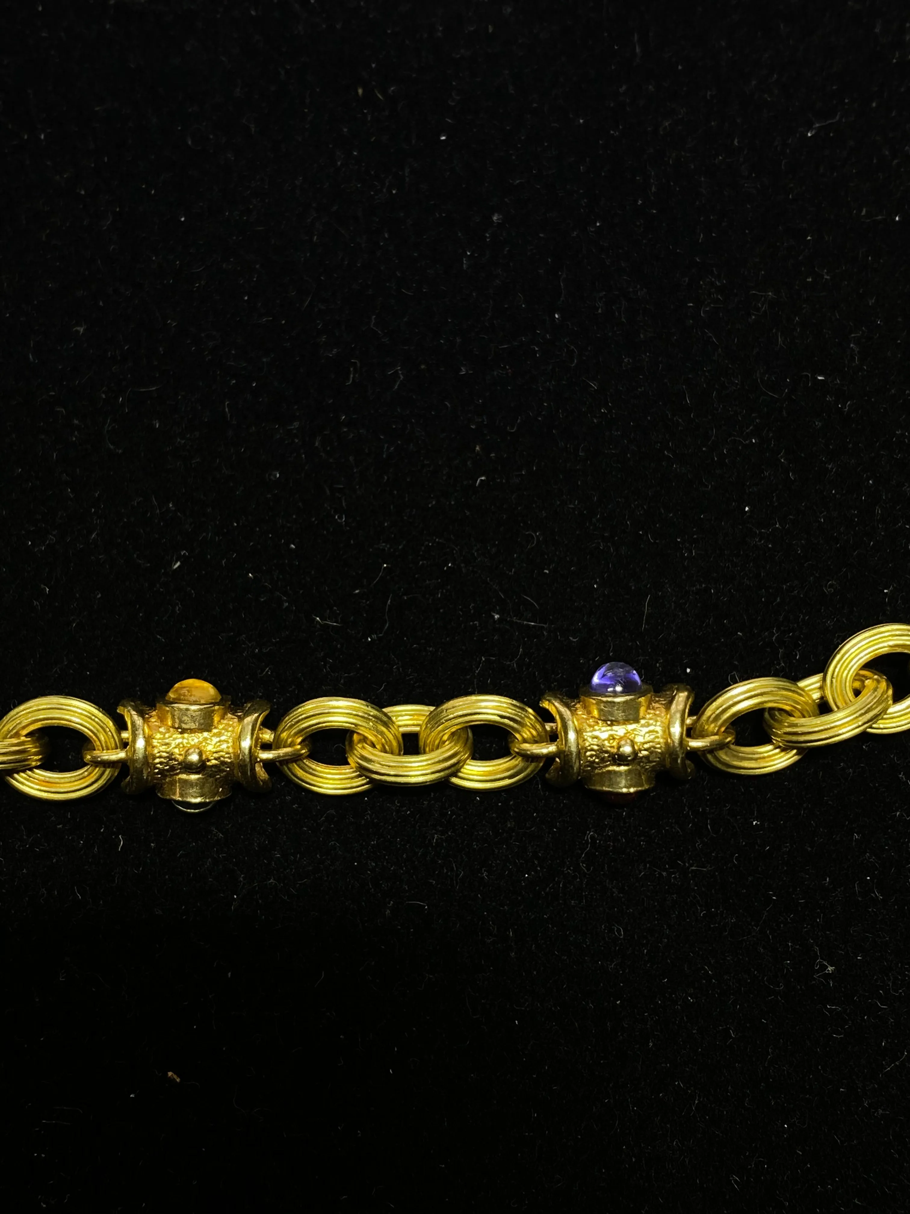 Bvlgari-Style 18K Yellow Gold Bracelet with 14 Gemstones - $13K Appraisal Value w/ CoA!