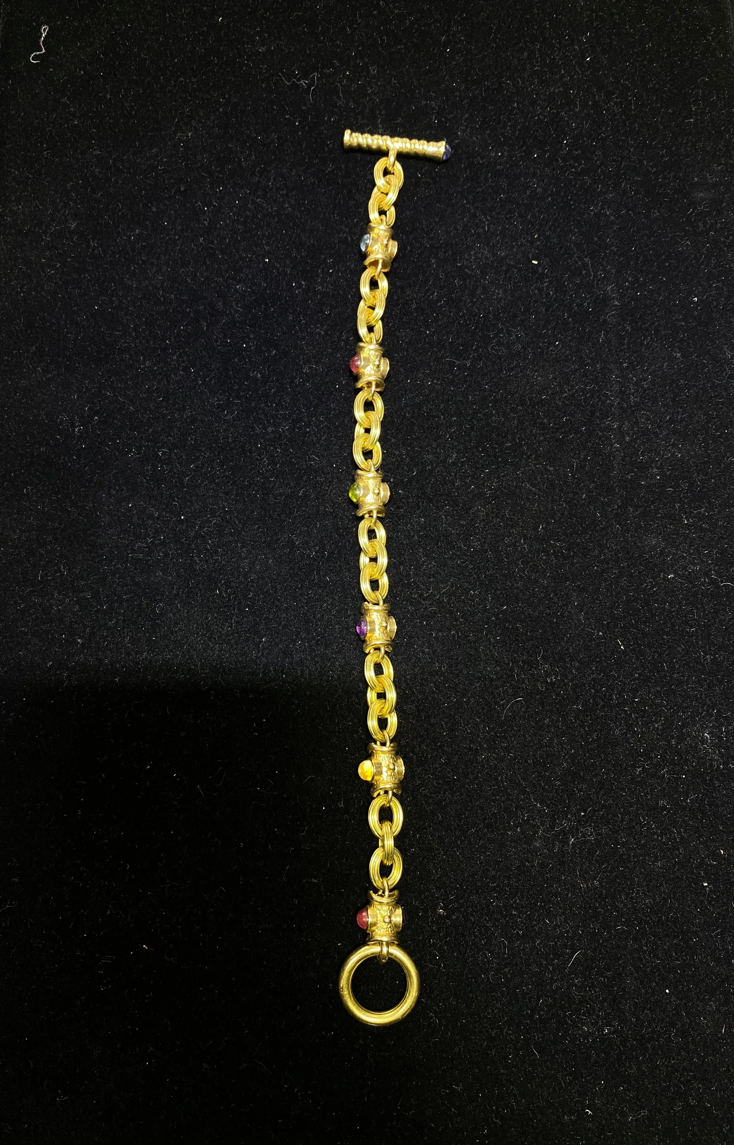 Bvlgari-Style 18K Yellow Gold Bracelet with 14 Gemstones - $13K Appraisal Value w/ CoA!