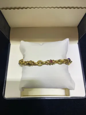Bvlgari-Style 18K Yellow Gold Bracelet with 14 Gemstones - $13K Appraisal Value w/ CoA!