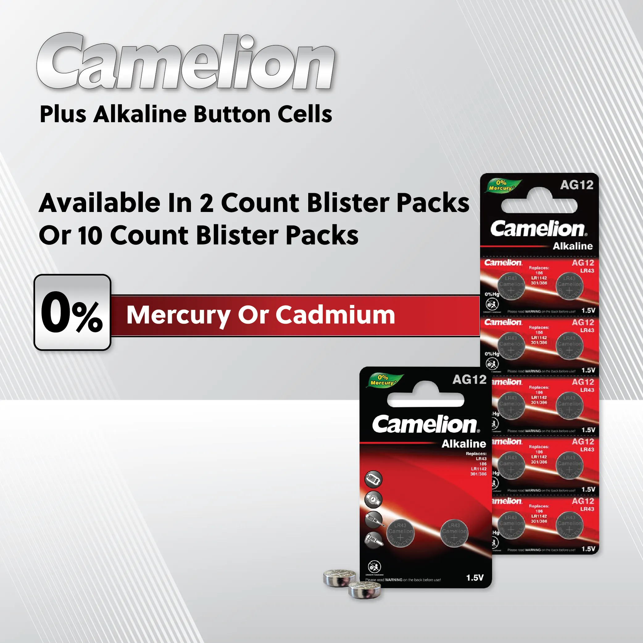 Camelion AG4 / 377 / LR626 1.5V Coin Cell Battery Pack of 10