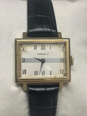 Caravelle Vintage 1950s Gold Tone Watch, Rare Rectangular Dial- $4K APR w/ COA!!