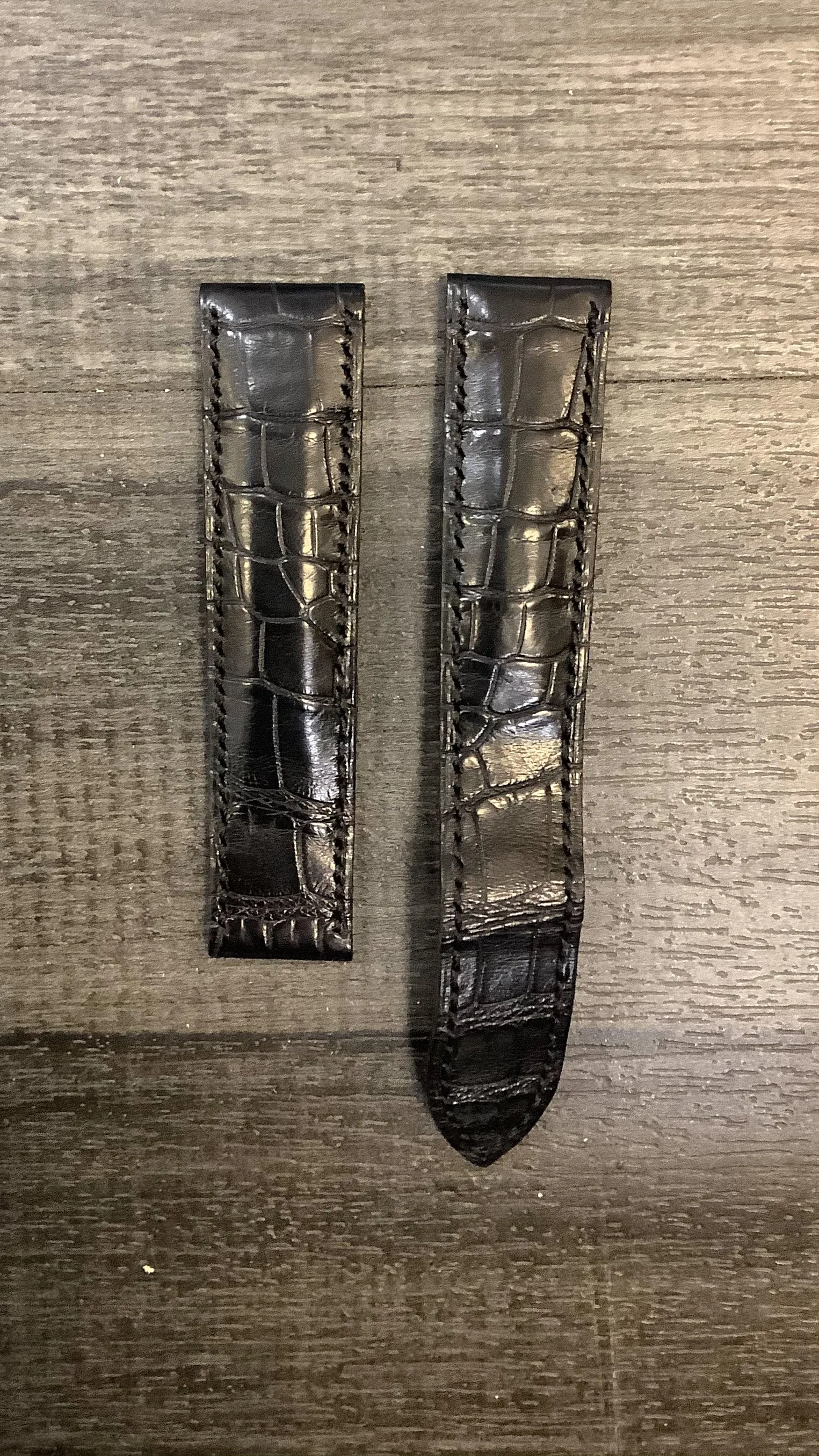 CARTIER Black Padded Crocodile  Watch Strap for Deployment - $750 APR VALUE w/ CoA! ✓