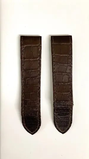 CARTIER Brown Crocodile Round Edge Watch Strap for Deployment Buckle - $600 APR VALUE w/ CoA! ✓