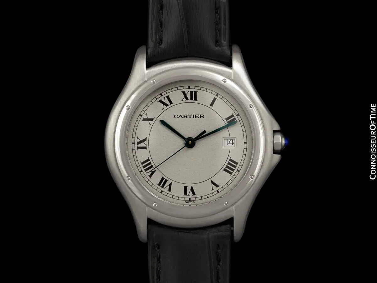 Cartier Cougar Panthere Mens Unisex Quartz Watch with Date - Stainless Steel