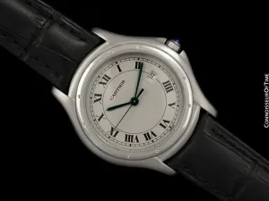 Cartier Cougar Panthere Mens Unisex Quartz Watch with Date - Stainless Steel
